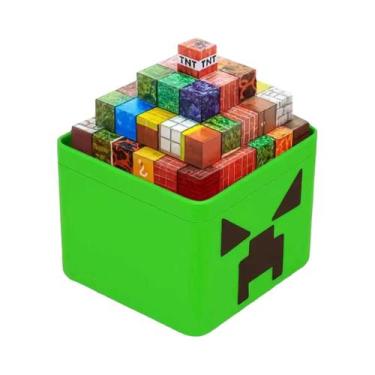 Imagem de Blocos De Construção Magnéticos Estilo Pixel Brinquedo Cubo Com Tampa 