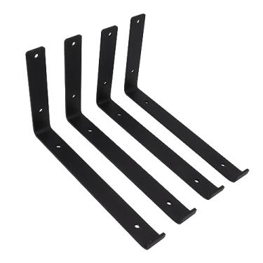 Imagem de 4 Peças Suportes de Prateleira em Metal Forma L Alta Resistência e a Cargas para Apoio Parede Casa Escritório Garagem