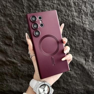 Imagem de Capa fosca à prova de choque com carregamento sem fio magnético para Samsung Galaxy S25 S24 Ultra S23 FE S22 S21 Plus (para Samsung S25 Plus/Ameixa)