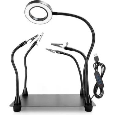 Imagem de Estação de suporte de PCB de solda Helping Hands com lupa - OBDMONSTER