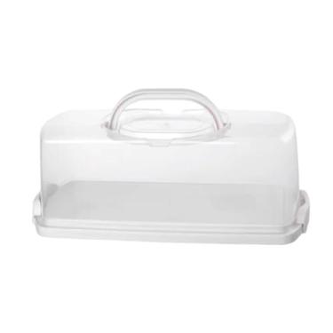 Imagem de Fenteer Caixa retangular para pão, recipiente para guardar pão e bolo, ideal para aniversários, Branco