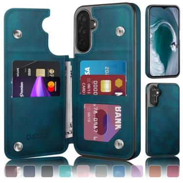Imagem de DJDUCK Capa carteira projetada para Samsung Galaxy A17 5G com suporte para cartão, [capa com fecho magnético] [proteção de couro com bloqueio de RFID] à prova de choque feminina e masculina para