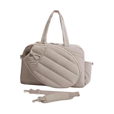 Imagem de menolana Bolsa multifuncional para raquete de tênis, grande capacidade, protetora e portátil para equipamentos esportivos, ideal para viagens curtas de fim de, Cáqui