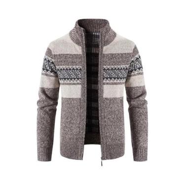 Imagem de Cardigan Masculino De Tricô Com Gola Alta Estilo Coreano, Suéter Casua