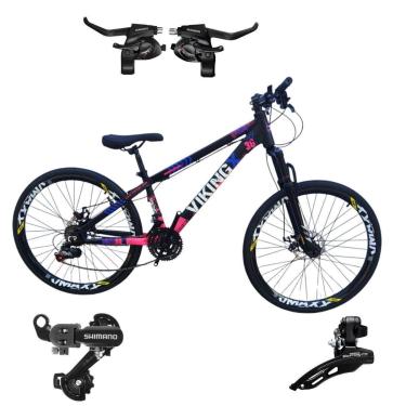 Imagem de Bicicleta 26 VikingX Tuff30 24v Cambios e Trocadores Shimano Avançados Pneu Slick Fino Preto1.50-Unissex