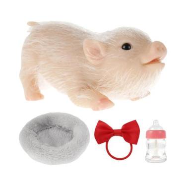 Imagem de Brinquedo De Porquinho De Silicone Realista De 6 Polegadas, Conjunto D