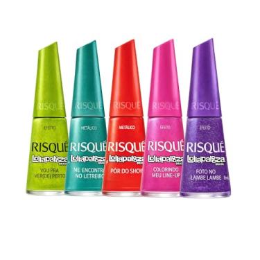 Imagem de Kit Esmaltes Risqué Lolla palooza 10 Cores Risqué Esmalte Glitter Coloridos (5 Cores)