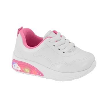 Imagem de Tênis Running Infantil Molekinha Branco E Rosa, Branco, 17