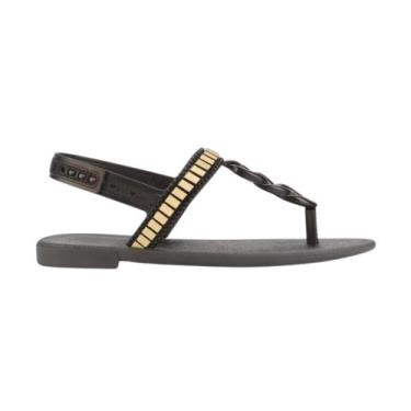 Imagem de Sandália Infantil Rasteira Barbie Grendene 22936, Preto, Dourado, 30