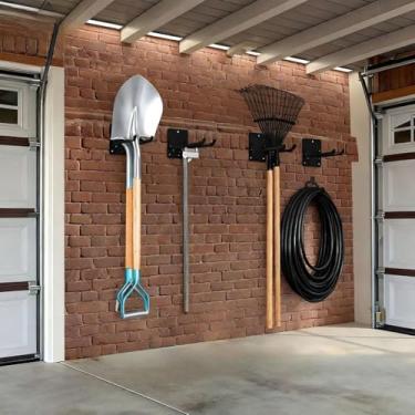 Imagem de Suporte de parede de gancho de jardim resistente – Gancho de metal extra grande antiderrapante para quintal ao ar livre, organização de ferramentas de garagem, comporta mangueira, escada, ferramentas