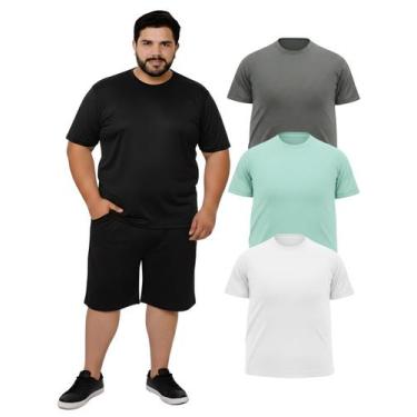 Imagem de Kit 3 Camiseta Manga Curta Masculina Dryfit Fitness Plus Size Cor:Colo