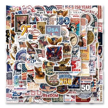Imagem de 110 adesivos de aniversário de 250 anos dos Estados Unidos, decalque de aniversário de 250 anos, vinil à prova d'água para laptop, garrafa de água, skate, scrapbooking, lembrancinhas de festa