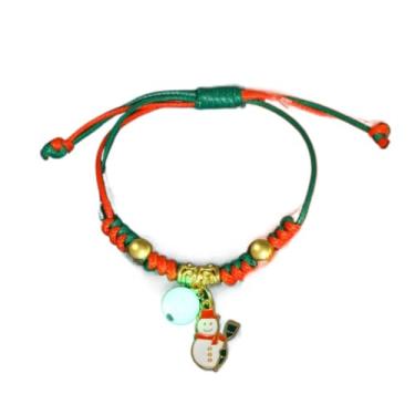 Imagem de Guirlanda do Advento Pulseira de Natal Noctilucente Sino Boneco de Neve Alce Corrente de Mão Estética Floco de Neve Pulseira Feliz Natal, J, Corda de algodão, liga metálica, Sem Pedra Preciosa
