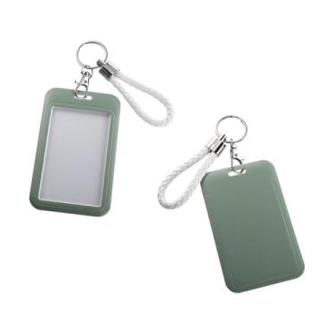 Imagem de Porta-cartões de identificação suprimentos porta-crachás de estudante chaveiro de cartão de crédito de negócios chaveiro cartão de identificação (verde claro)