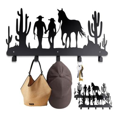 Imagem de Otoolling 2 peças de ganchos de casaco de cowboy ocidental, decoração de arte de parede, porta-chaves de caubói, chapéu, mochila, cabide de armazenamento doméstico, decoração para cozinha, entrada