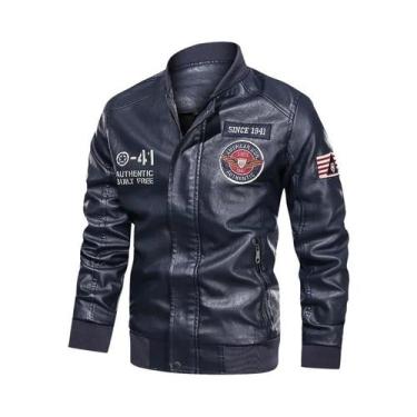 Imagem de Jaqueta De Couro Masculina Primavera Outono Com Bloco De Cores, Estilo