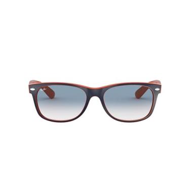 Imagem de Ray-Ban Óculos de sol unissex Rb2132 New Wayfarer dégradé quadrado, Azul em laranja/azul gradiente claro, 55 mm