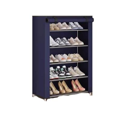 Imagem de KEG801302 Moderno dormitório multicamadas grande capacidade simples sapateira porta casa à prova de poeira caixa de aluguel com organizador de armário de sapatos (azul)