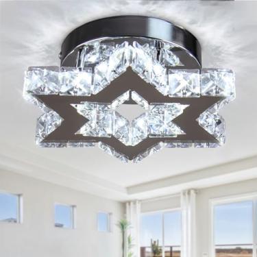 Imagem de Luminária de teto LED Pentagrama de 9,3 polegadas para corredor, mini lustre de cristal moderno de embutir, luminária de teto pequena e contemporânea para corredor, quarto, hall de entrada e