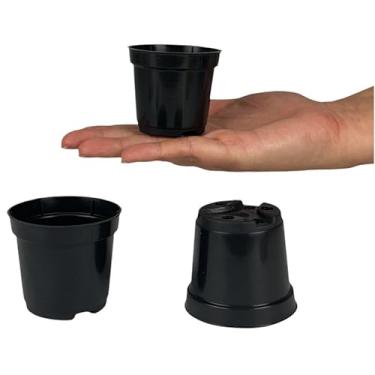 Imagem de Mini Vaso Modelo Pote 6 de 80 Ml Para Jardim Decoração Artesanato Cor Preto Plástico (500 unidades)