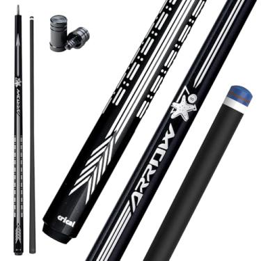 Imagem de CRICAL Bastão de taco de bilhar de fibra de carbono 147 cm bastões profissionais de baixa deflexão para piscina com junta de 3/8 x 8 pinos e ponta de 12,5 mm - preto meia-noite