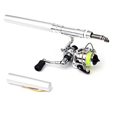 Imagem de Vara de Pesca Plegable com Molinete Pocket Spinning Kit Aço Vidro Leve Portátil para Água Doce e Salgada