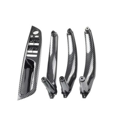 Imagem de Bege preto braço do carro frente lhd rhd interior maçaneta da porta painel interno puxar guarnição capa Compatível com bmw e70 e71 x5 x6(Carbon 4Pcs LHD)