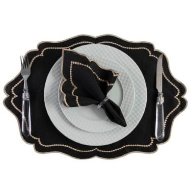 Imagem de Kit 12 Pçs 6 Lugares Mesa Posta Sousplat Jogo Americano Realeza Bordad