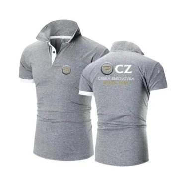 Imagem de Camisa Polo Masculina Slim Fit De Algodão Respirável Casual Cor Sólida