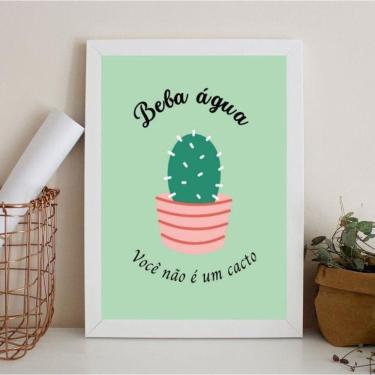 Imagem de Quadro Lembrete Beber Água - Beba Água 24X18Cm - Com Vidro