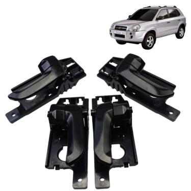 Imagem de Kit 4 Puxador Maçaneta Interna Hyundai Tucson Cor Preta