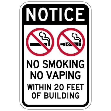 Imagem de Aviso Não Fumar Não Vaping Dentro de 6 metros de Placa de Construção 30,5 cm x 20,3 cm Placas de Metal Alumínio para Exterior e Interior