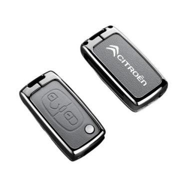 Imagem de Capa De Chave De Carro Em Liga De Alumínio E Couro Para Citroen C1 C2 