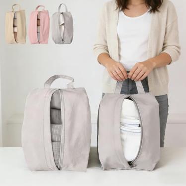 Imagem de 2 bolsas de armazenamento de viagem para roupas íntimas resistentes à água compactas e organizadores multiuso para bagagem e viagens, Cinza