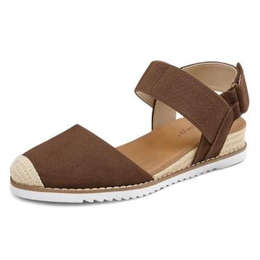 Imagem de mysoft Sandálias Femininas De Salto Baixo, Confortáveis, Com Bico Fechado, Alpargatas, Tira Elástica No Tornozelo, Para Caminhada