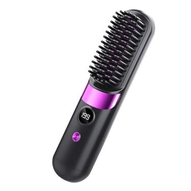 Imagem de Escova Alisadora - Pente Modelador Rapido Com 4 Niveis De Temperatura Ajustaveis | Aliador de Cabelo Recarregável Sem Fio e Portátil,Para Viagens Fim de Semana Casa Universidade Deslocamento Diário e