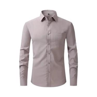 Imagem de Camisa Social Masculina Slim Fit De Manga Longa Elástica Tamanho EUA P