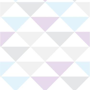 Imagem de Papel De Parede Adesivo Geométrico Azul, Roxo E Cinza
