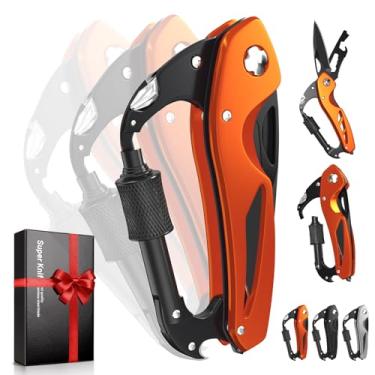 Imagem de Carabiner Multitool 9 em 1 EDC canivete de bolso, chave hexagonal, serra, chave de fenda, abridor de garrafa, disjuntor, fivela, equipamento de sobrevivência para acampamento, escalada, presentes para