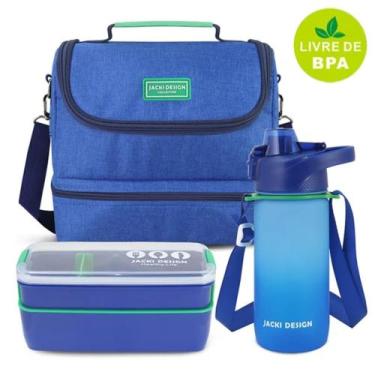 Imagem de Kit Bolsa Térmica Lancheira Necessaire Marmita Lanche Garrafa Squeeze 