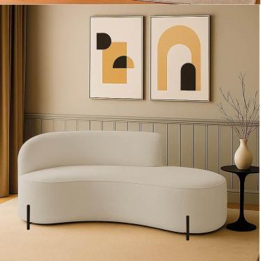 Imagem de Sofá 3 Lugares Orgânico 180cm Pé Preto Morgan Cotelê Ext/veludo D03 - D`rossi Cor Bege