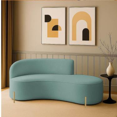 Imagem de Sofá 2 Lugares Orgânico 160cm Pé Dourado Morgan Cotelê Ext/veludo D03 - D`rossi Cor Menta