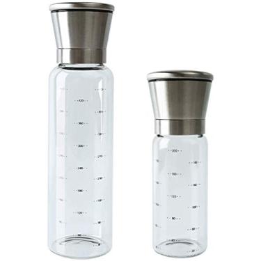 Imagem de Conjunto de 2 moedores de sal e pimenta, refil de moedor de pimenta, conjunto de 2 com jarra de vidro borossilicato – Coqueteleira de cerâmica transparente e grossura ajustável