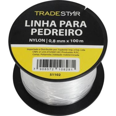 Imagem de Linha Pedreiro Nylon 0,8 Mm 100 Metros Transparente Tradestar