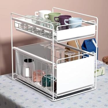 Imagem de Prateleiras flutuantes, organizador para banheiro/cozinha, organizador de rack de bancada de banheiro de 2 camadas, suporte de especiarias para banheiro, cozinha, prateleira de armazenamento de