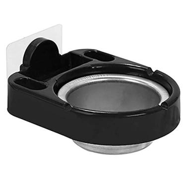 Imagem de Cinzeiro à prova d'água montado na parede, cinzeiro criativo interno adequado para escritório em casa, suporte de banheiro, suporte de armazenamento conveniente de instalar (preto 13 x 4,5 cm)