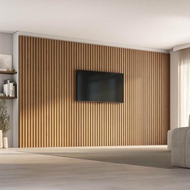 Imagem de Painel para Tv até 86 Polegadas 400x230cm Ripado Aruá Cabecasa Madeiraoriginals Jatoba