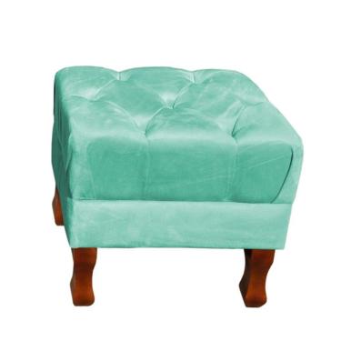 Imagem de Puff Decorativo Retrô Luis Xv Quadrado Em Capitonê Suede