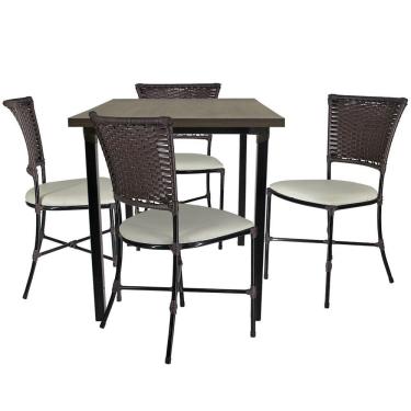 Imagem de 4 Cadeiras Gramado Tabaco Mesa De Jantar Jogo De Jardim