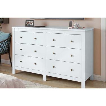 Imagem de Cômoda de Quarto Horizontal Maggiore c/ 6 Gavetas Branco - Lopas